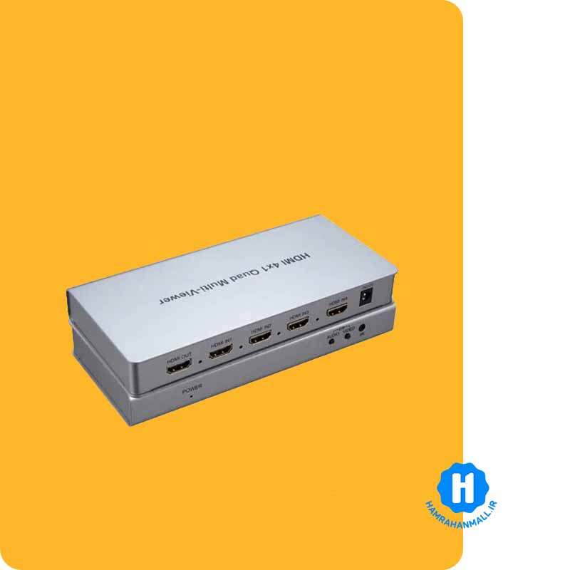 سوئیچ کواد 4 پورت HDMI با ریموت کنترل و آداپتور کی نت K-SWHDQ004
