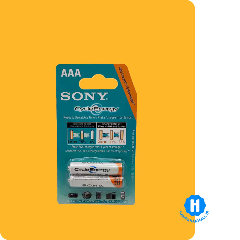 باتری نیم قلمی شارژی سونی ظرفیت 1550mAh بسته 2 عددی