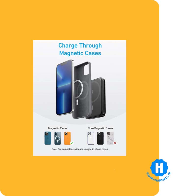 پاوربانک بی سیم انکر A1616H11 مگنتی ظرفیت 5000 میلیآمپر