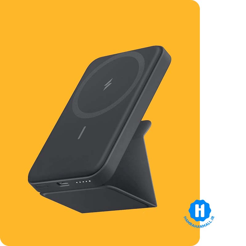 پاوربانک وایرلس شارژ مگنتی 5000mAh انکر مدل A1611 با پایه نگه دارنده