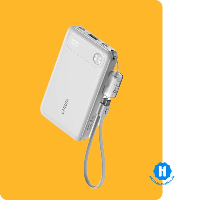پاوربانک انکر مدل A1257 ظرفیت 10000 میلی آمپر ساعت به همراه کابل USB-C