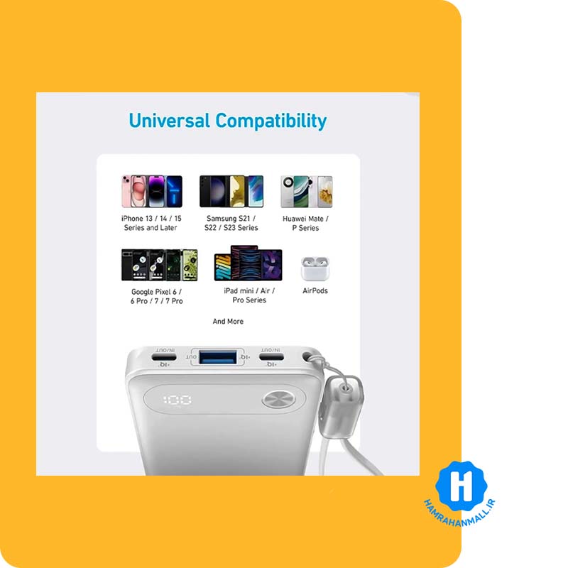 پاوربانک انکر مدل A1257 ظرفیت 10000 میلی آمپر ساعت به همراه کابل USB-C