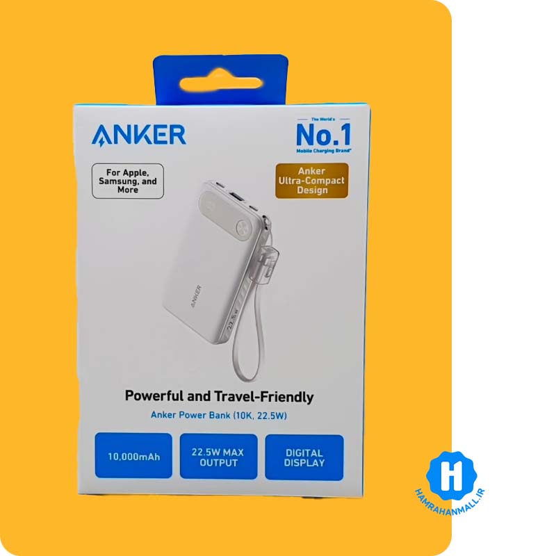 پاوربانک انکر مدل A1257 ظرفیت 10000 میلی آمپر ساعت به همراه کابل USB-C