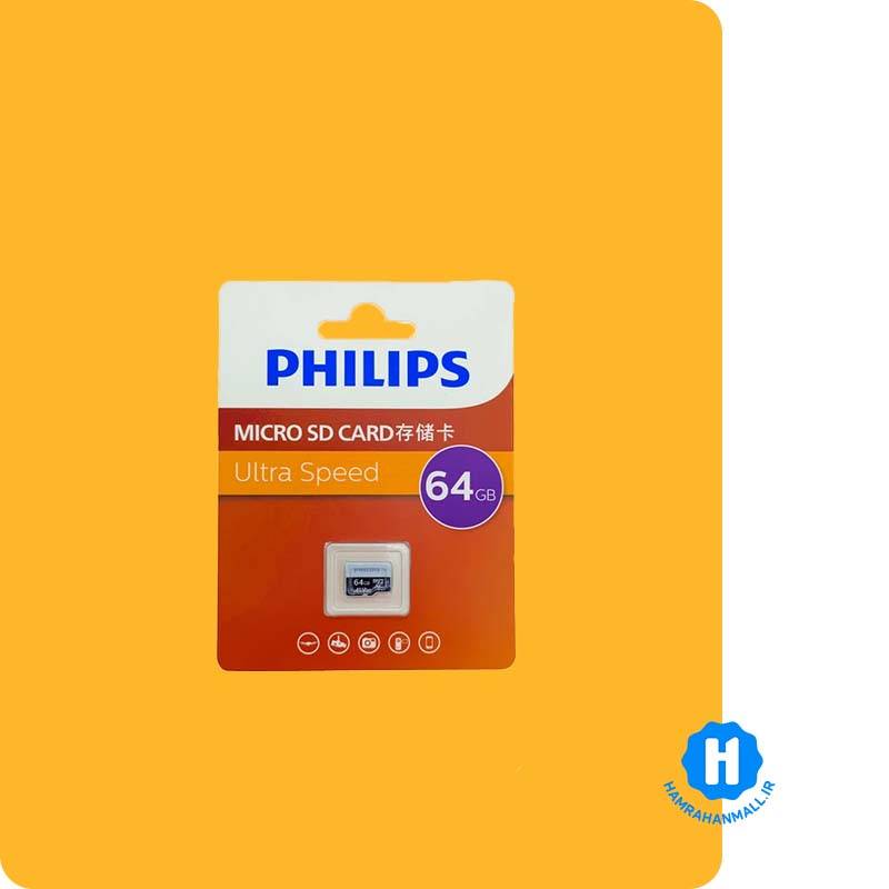 کارت حافظه microSD HC فیلیپس مدل A1-V30 کلاس 10 استاندارد UHS-I U3 سرعت 80MBps ظرفیت 64 گیگابایت