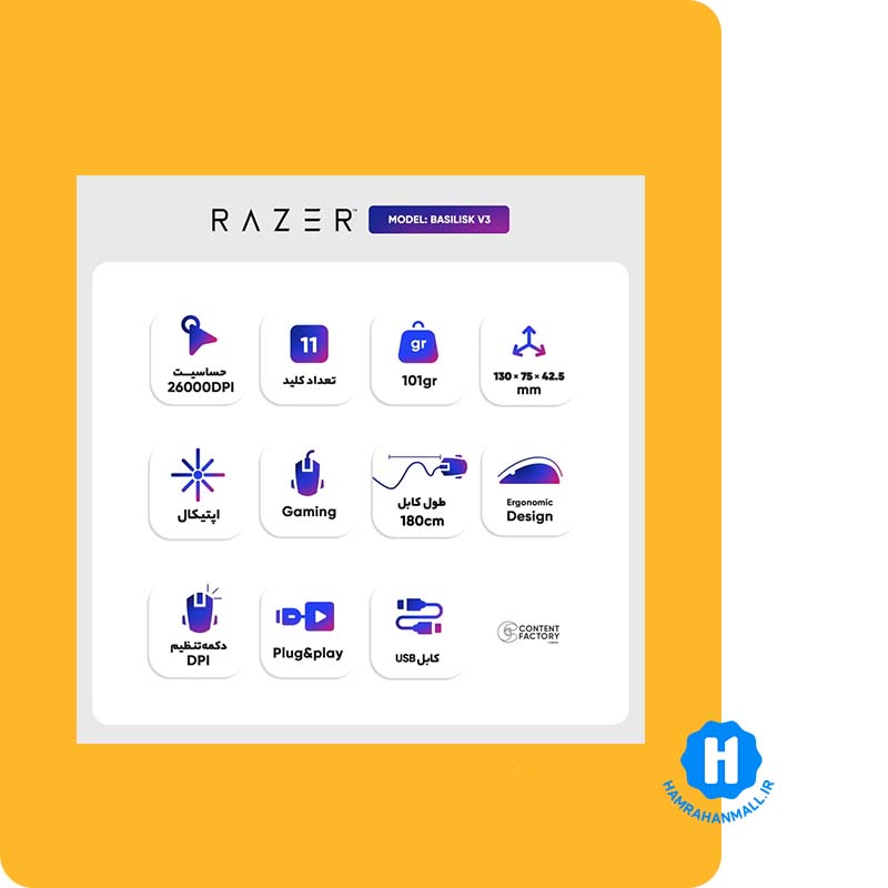 ماوس ریزر مدل Basilisk V3 باسیم