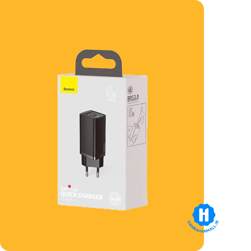 شارژر دیواری 65 وات باسئوس مدل Gan 2 Lite CCGAN2L-B01