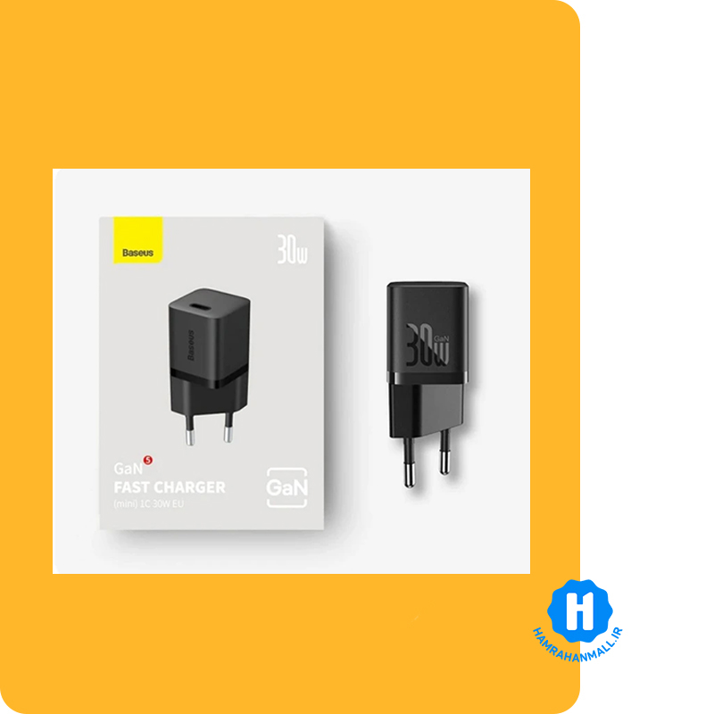 شارژر دیواری باسئوس مدل GaN5 CCGN070401 توان 30 وات
