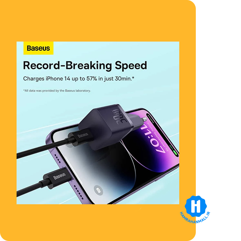 شارژر دیواری باسئوس مدل GaN5 CCGN070401 توان 30 وات