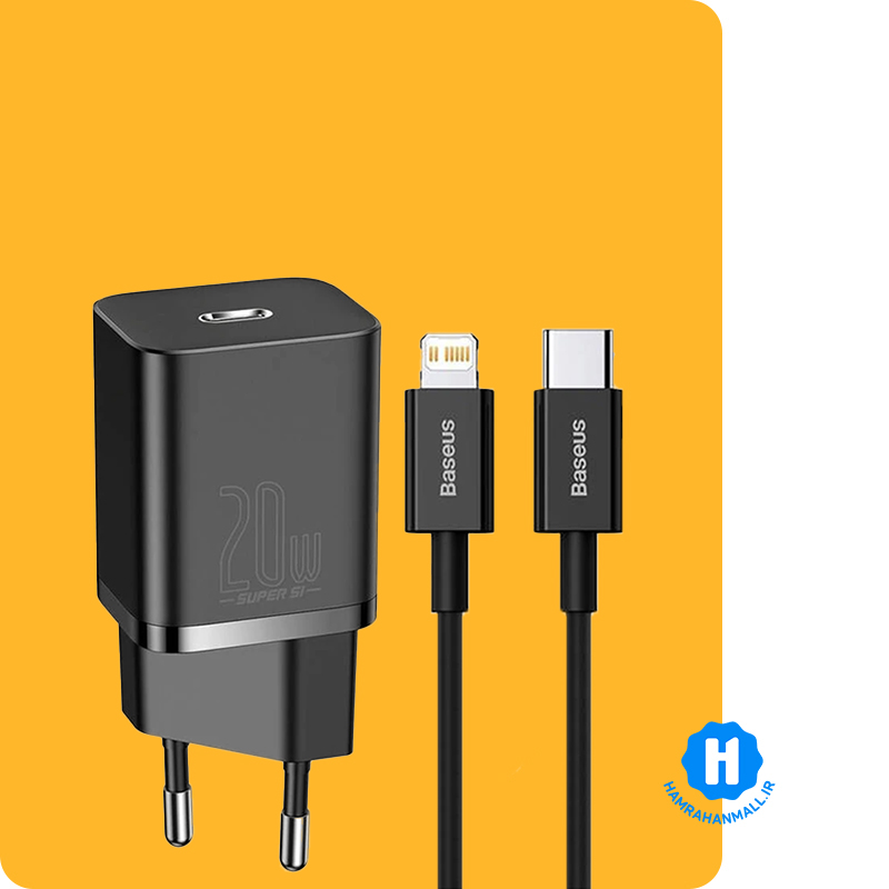 شارژر دیواری 20 وات باسئوس مدل TZCCSUP-B03 به همراه کابل شارژ لایتنینگ