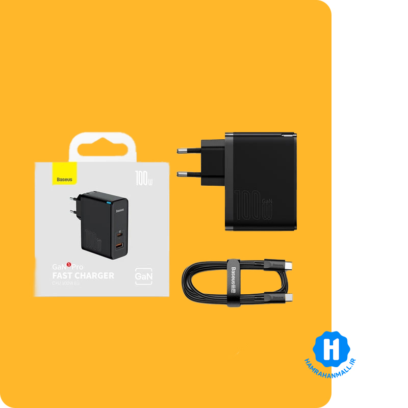 شارژر دیواری باسئوس مدل GaN5 Pro 100W CCGP090201