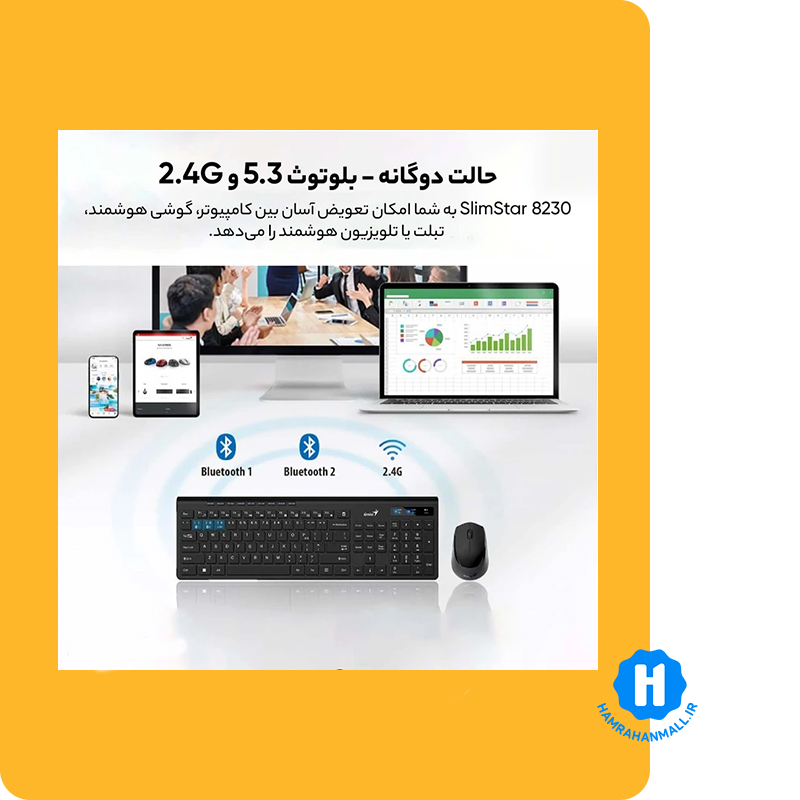 کیبورد و ماوس بی سیم جنیوس مدل SlimStar 8230