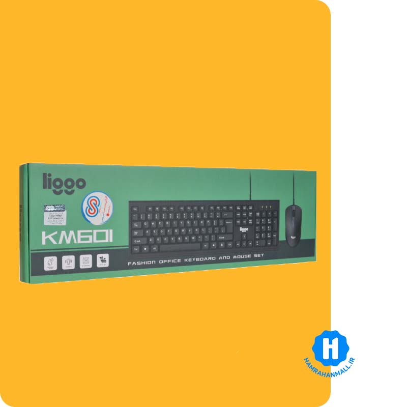 کیبورد و ماوس سیم دار Liggo مدل KM601