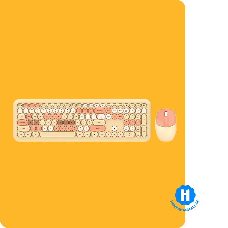 کیبورد و ماوس بی سیم Mofii مدل 666 mix milk tea
