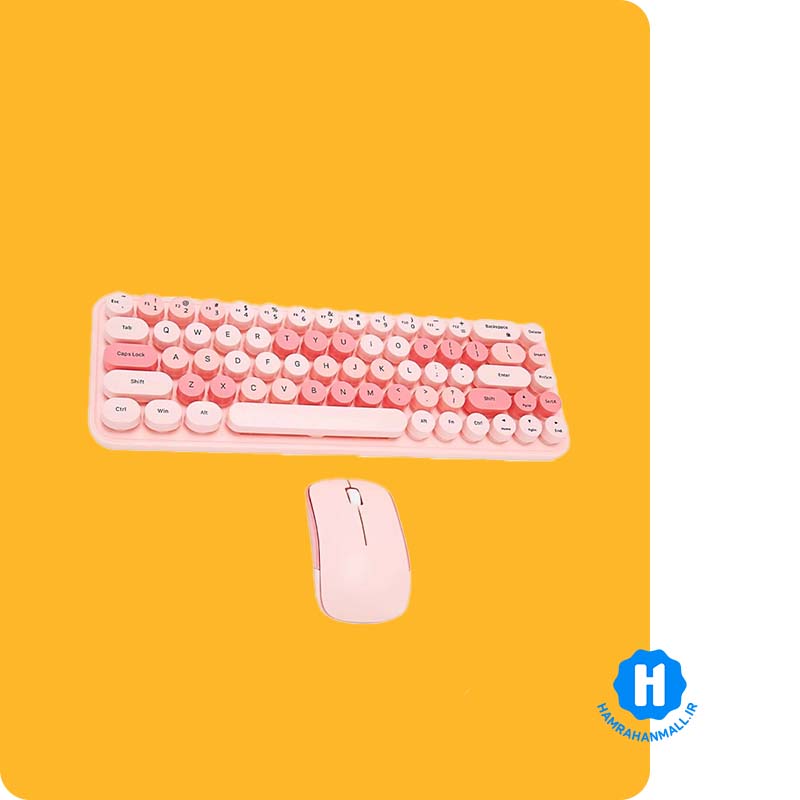 ماوس و کیبورد بی سیم مافی مدل I Bean Colorful - صورتی