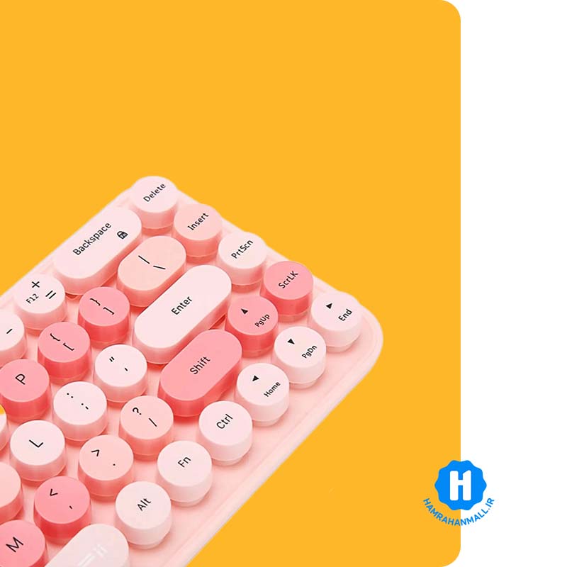 ماوس و کیبورد بی سیم مافی مدل I Bean Colorful - صورتی