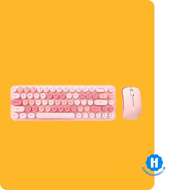 ماوس و کیبورد بی سیم مافی مدل I Bean Colorful - صورتی