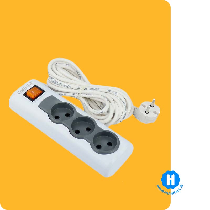رابط 3 خانه ارت دار امگا مدل R3000 با کابل 5 متر
