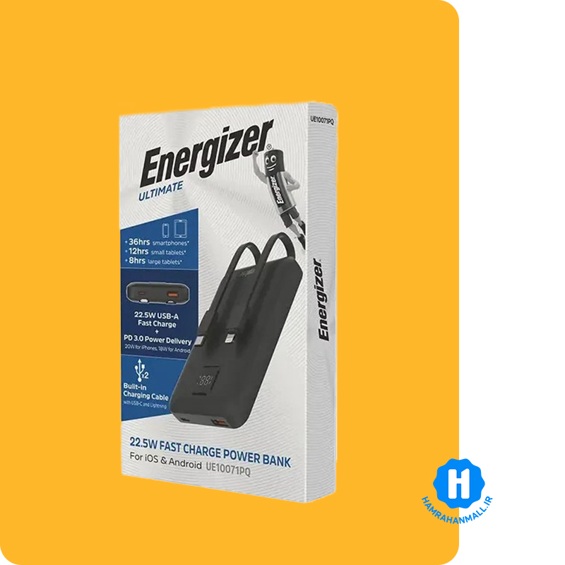 پاوربانک انرجایزر مدل UE10071PQ ظرفیت 10000 میلی آمپرساعت