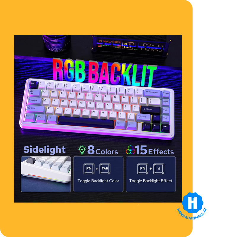 کیبورد گیمینگ سیم دار آئولا مدل AULA F65 Mechanical (رنگ کلید سفید / آبی / مشکی) سوئیچ Green