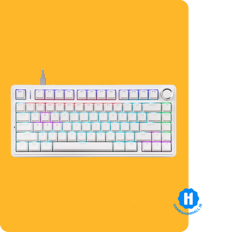کیبورد گیمینگ سیم دار آئولا مدل AULA F75 Gaming (رنگ کلید سفید) سوئیچ RED