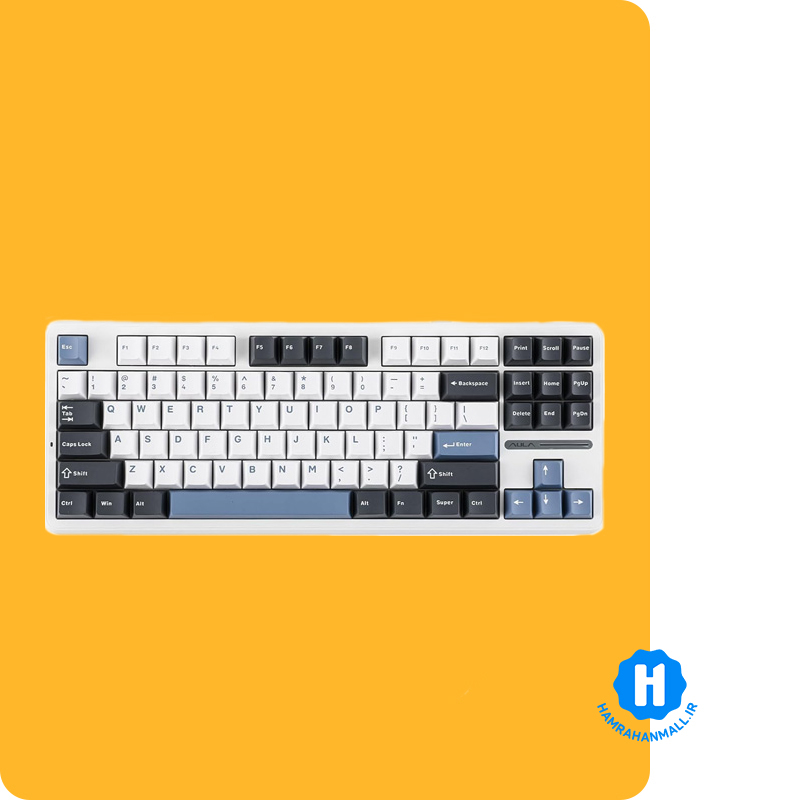 کیبورد گیمینگ سیمدار آئولا مدل AULA F87 (رنگ کلید سفید / مشکی / بنفش) سوئیچ Gray