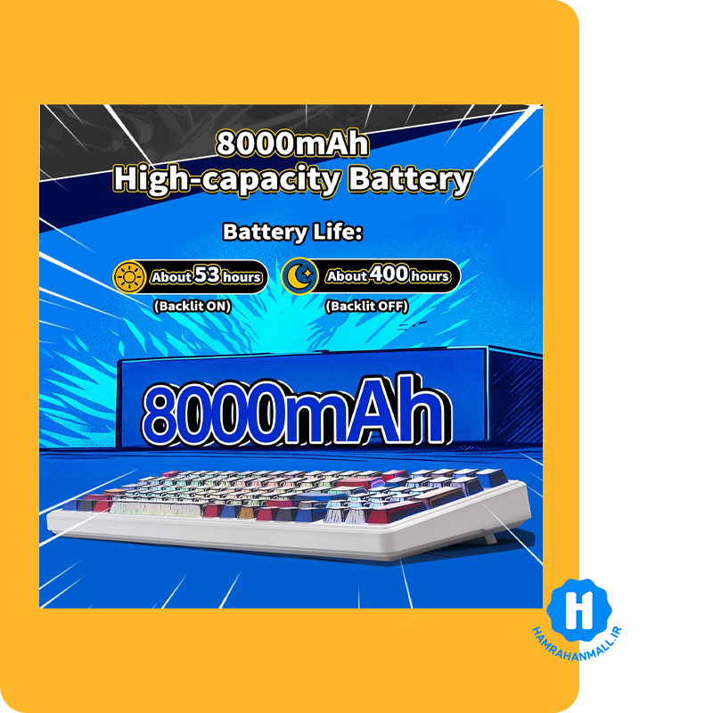 کیبورد گیمینگ ، وایرلس و بلوتوثی آئولا مدل AULA F99 (رنگ کلید سفید / رنگی) سوئیچ Gray
