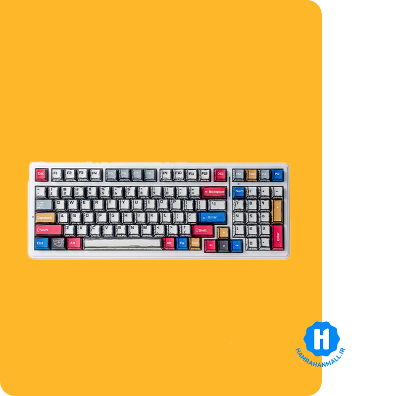 کیبورد گیمینگ ، وایرلس و بلوتوثی آئولا مدل AULA F99 (رنگ کلید سفید / رنگی) سوئیچ Gray