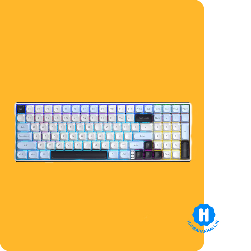 کیبورد گیمینگ مکانیکال AULA S100 PRO ( رنگ کلید آبی / سفید / مشکی ) سوییچ BROWN