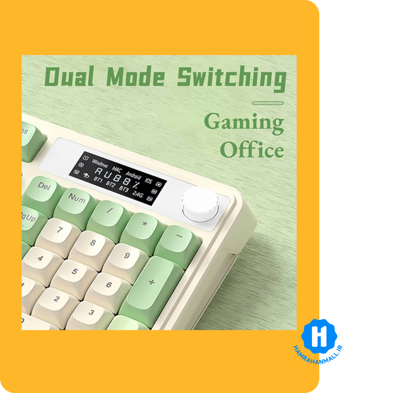 کیبورد گیمینگ سیم دار ، وایرلس و بلوتوثی آئولا مدل AULA S99 Pro (رنگ کلید کرم / سبز / سبز روشن) membrane