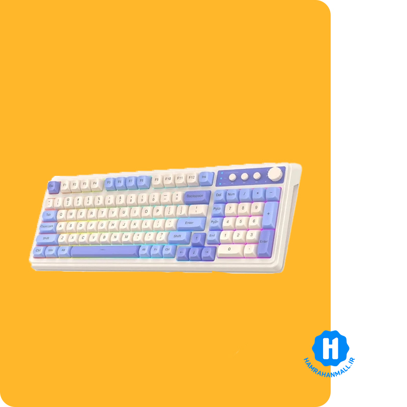 کیبورد 3 حالته مکانیکال AULA S99 (رنگ کلید کرم / آبی / بنفش ) سوییچ membrane
