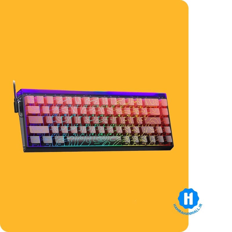 کیبورد گیمینگ سیم دار آئولا مدل AULA WIN 68 HE HERO NEPTUNE (رنگ کلید مشکی) سوئیچ YELLOW