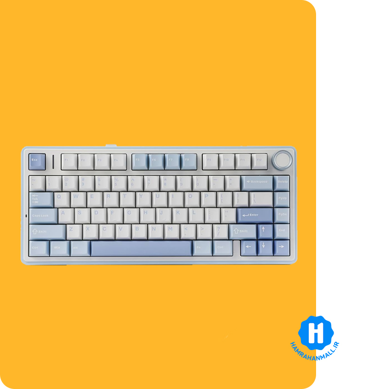 کیبورد گیمینگ تمام مکانیکال آئولا مدل F75 ( رنگ کلید سفید / آبی ) سوییچ Gray