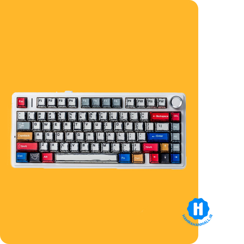 کیبورد گیمینگ سیم دار ، وایرلس و بلوتوثی آئولا مدل AULA F75 (رنگ کلید سفید / رنگی) سوئیچ Green