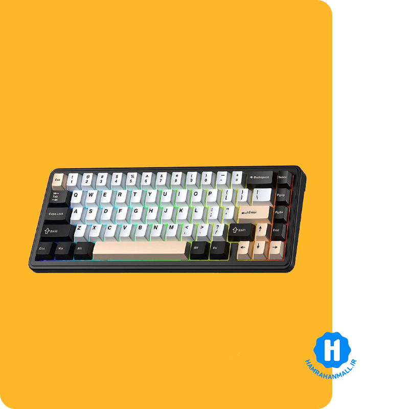 کیبورد گیمینگ مکانیکال AULA F65 GRADIUL GRAY (رنگ کلید مشکی / سفید / صور) سوییچ STAR VECTOR