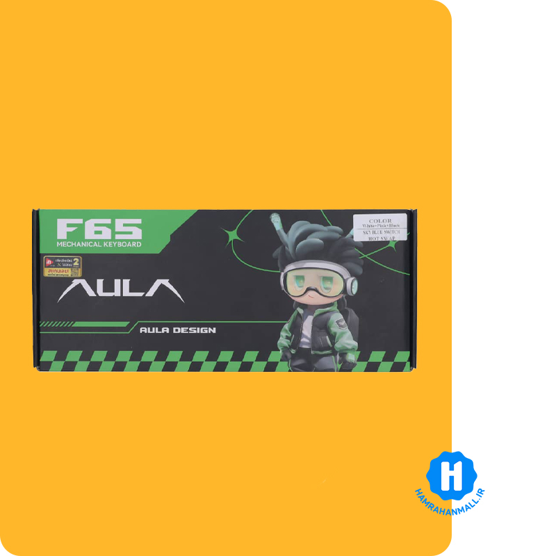 کیبورد گیمینگ مکانیکال AULA F65 GRADIUL GRAY (رنگ کلید مشکی / سفید / صور) سوییچ STAR VECTOR
