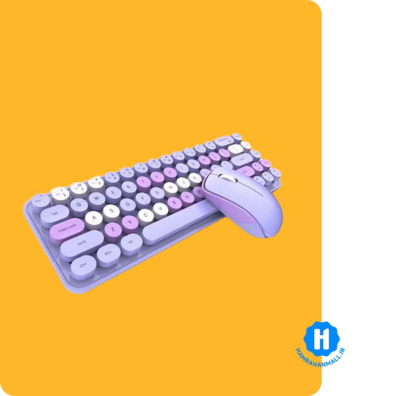 ماوس و کیبورد بی سیم مافی مدل I Bean Colorful - بنفش