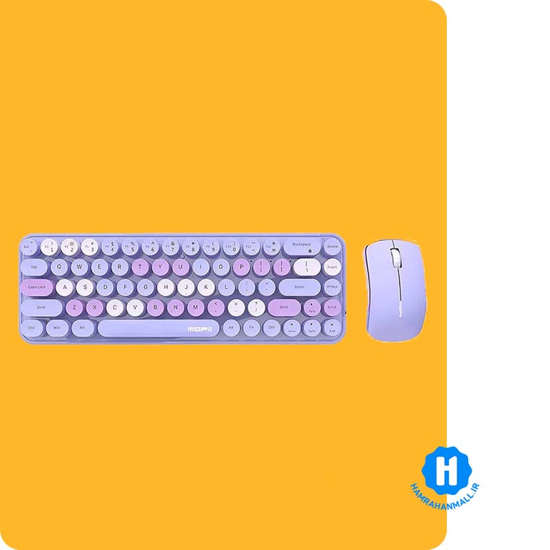 ماوس و کیبورد بی سیم مافی مدل I Bean Colorful - بنفش