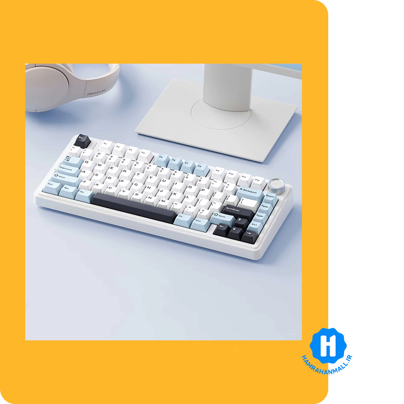 کیبورد گیمینگ تمام مکانیکال آئولا مدل F75 (رنگ کلید سفید / طوسی / مشکی) سوئیچ Green