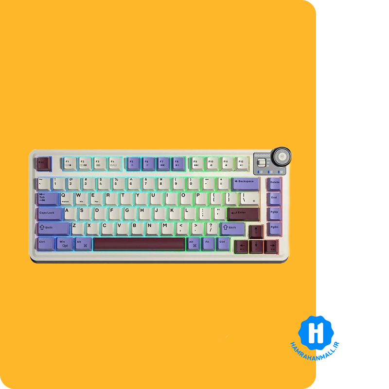 کیبورد مکانیکال AULA AU75 3IN1 ( رنگ کلید بژ / بنفش / جگری ) سوییچ STAR VECTOR