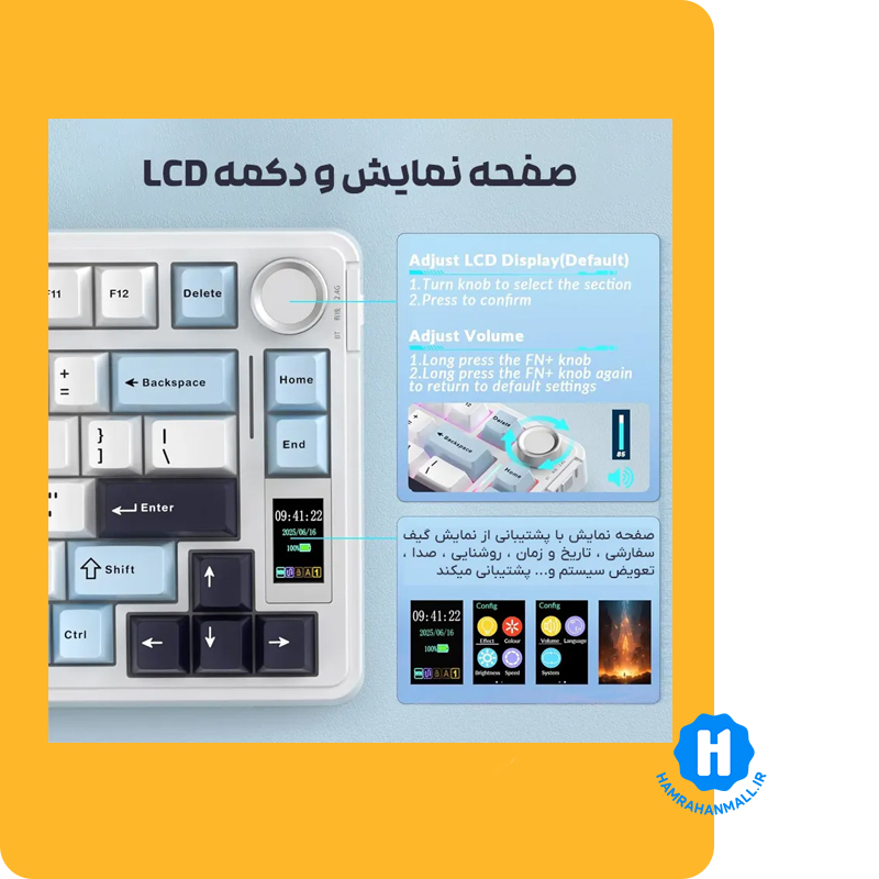 کیبورد مکانیکال سیم دار ، وایرلس و بلوتوثی مدل S75 Pro (رنگ کلید سفید / آبی) سوئیچ Seiya