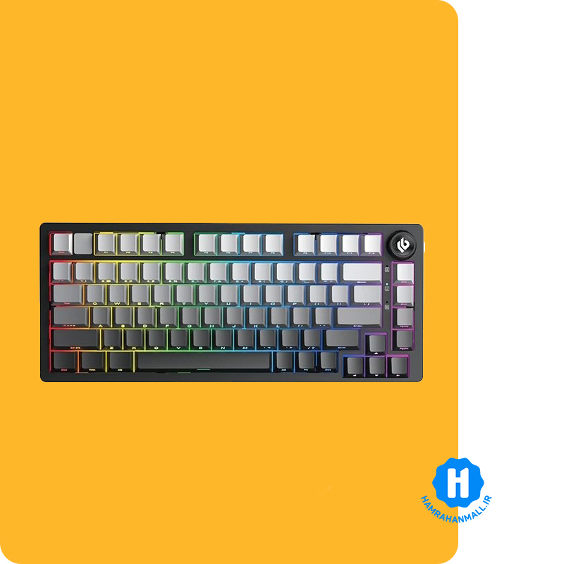 کیبورد مکانیکال سیم دار ، وایرلس و بلوتوثی LEOBOG Hi75C Pro (رنگ کلید مشکی / دودی) سوئیچ Turquoise