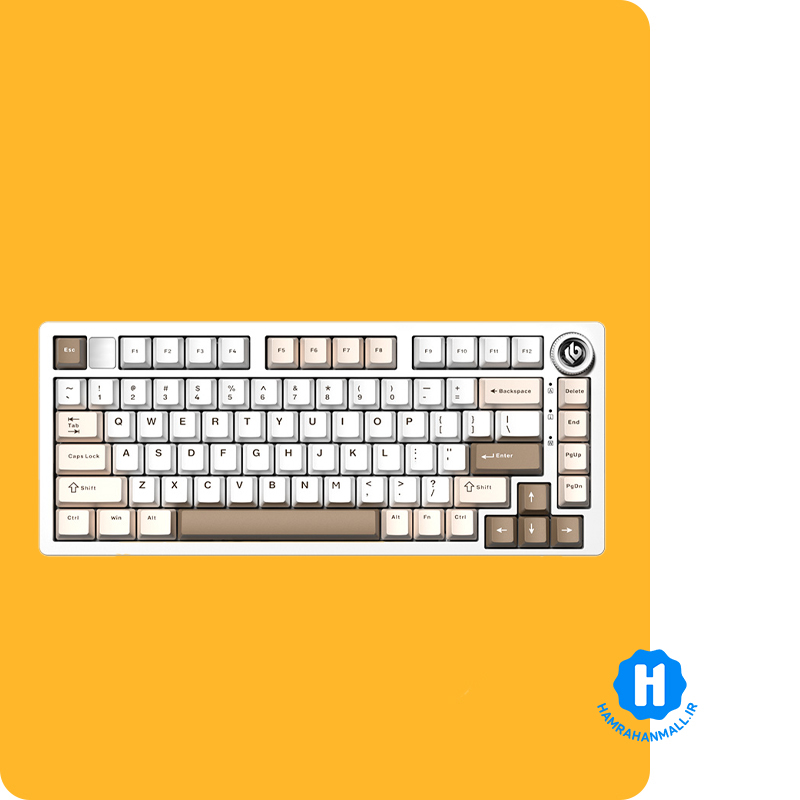 کیبورد مکانیکال  سیم دار ، وایرلس و بلوتوثی LEOBOG Hi75C Pro (رنگ کلید سفید / قهوه ای) سوئیچ Turquoise