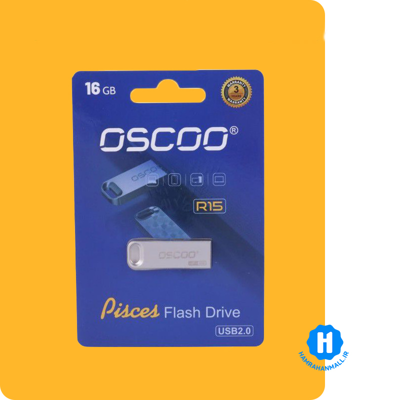 فلش 16GB USB2 OSCOO R15 Pisces نقره ای